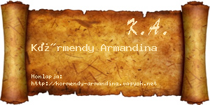 Körmendy Armandina névjegykártya